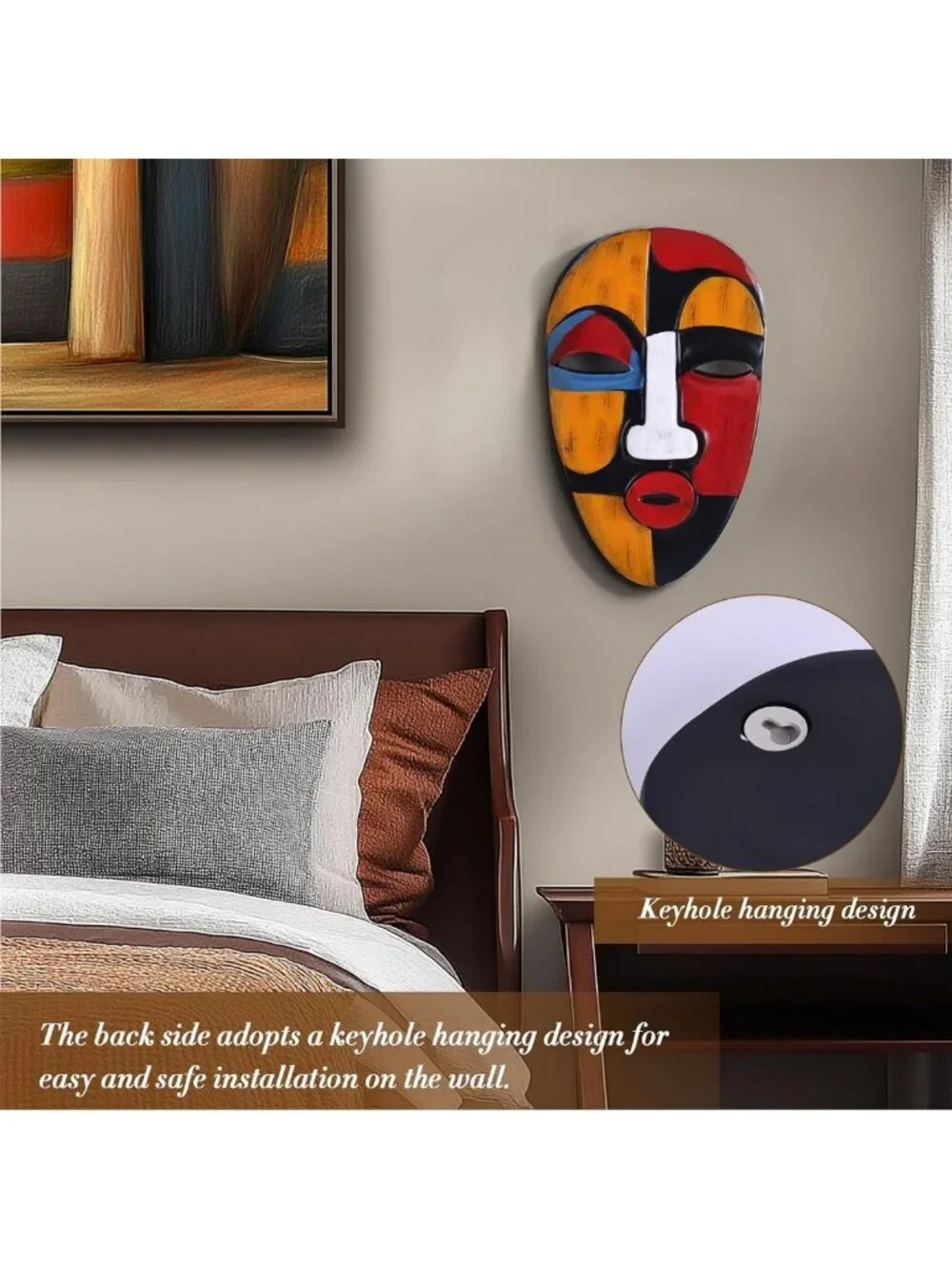 Abstract African Masks Wall Decor - Resin Tribal Art for Living Room, Office